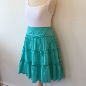 Ann Taylor LOFT Teal 100% cotton lined skirt 8